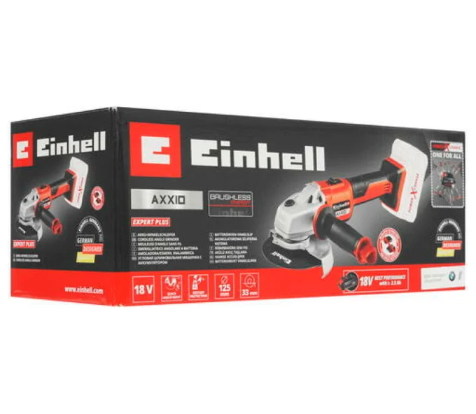 Угловая шлифмашина аккумуляторная (без аккумуляторов) EINHELL AXXIO XPWR SOLO 18 125мм 18В-9