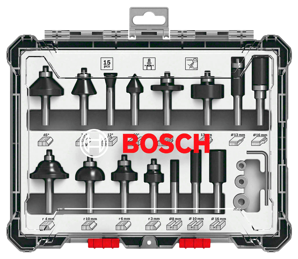 Set 15 freze pe lemn Bosch 2607017472 Ø8 mm photo
