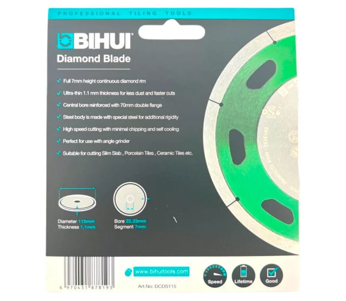 Алмазный отрезной диск B-SLIM BIHUI DCDS115 115мм сегментированный-6