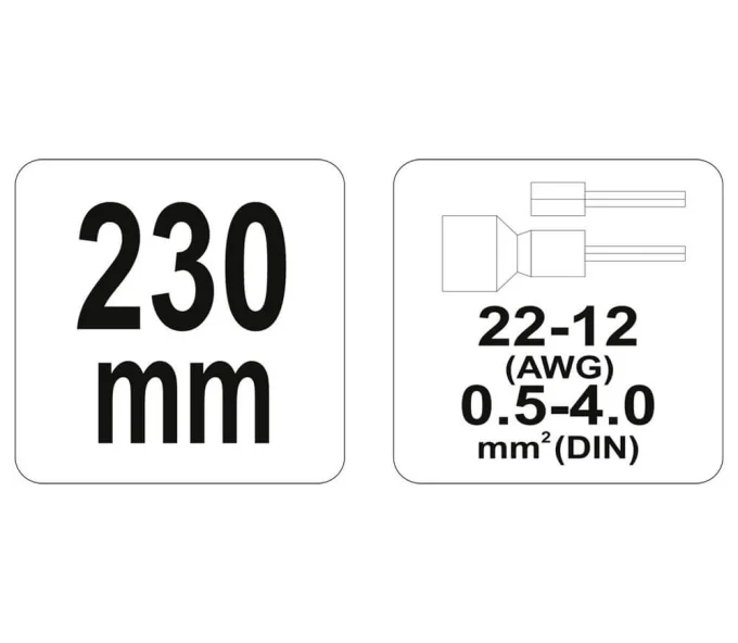 Клещи обжимные YATO YT2299 AWG22-12-4