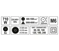 Шлифмашина для стен и потолков YATO YT82350 710вт 225мм-7