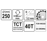 Disc pentru fierastrau electric YATO YT6071 250mm 40T-3