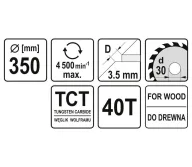 Disc pentru fierastrau electric YATO YT6081 350mm 40T-2
