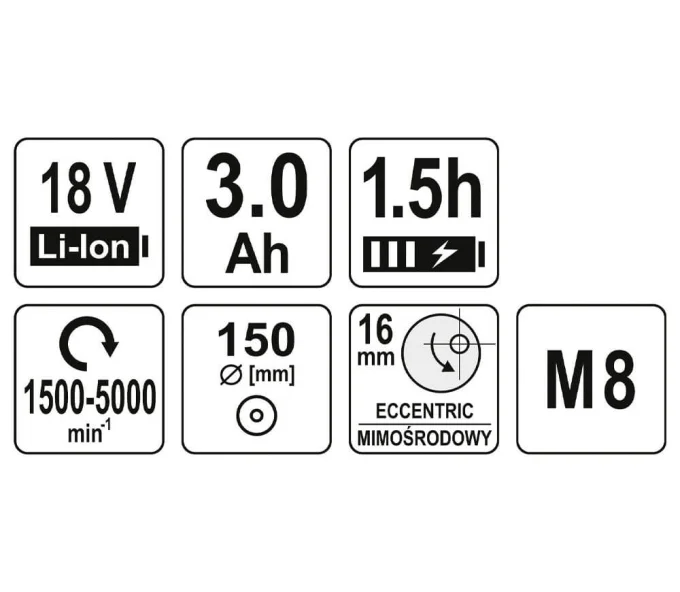 Mașină de polișat fără fir YATO YT82920 150mm 18V 3Ah-8