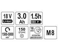 Mașină de polișat fără fir YATO YT82920 150mm 18V 3Ah-8