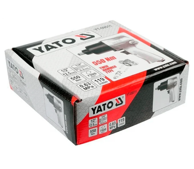 Пневматический ударный гайковерт YATO YT09511 550Нм 7500об/мин-2