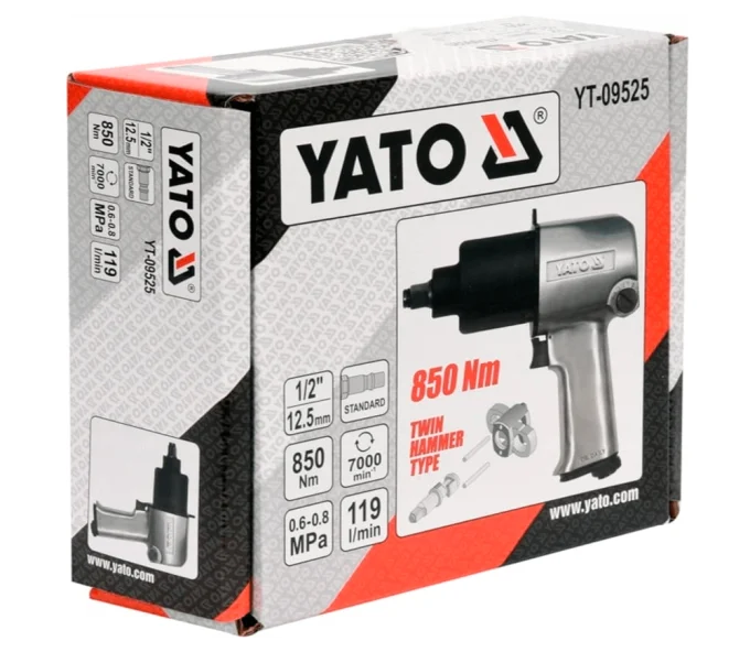 Пневматический ударный гайковерт YATO YT09525 850Нм 7000об/мин-3