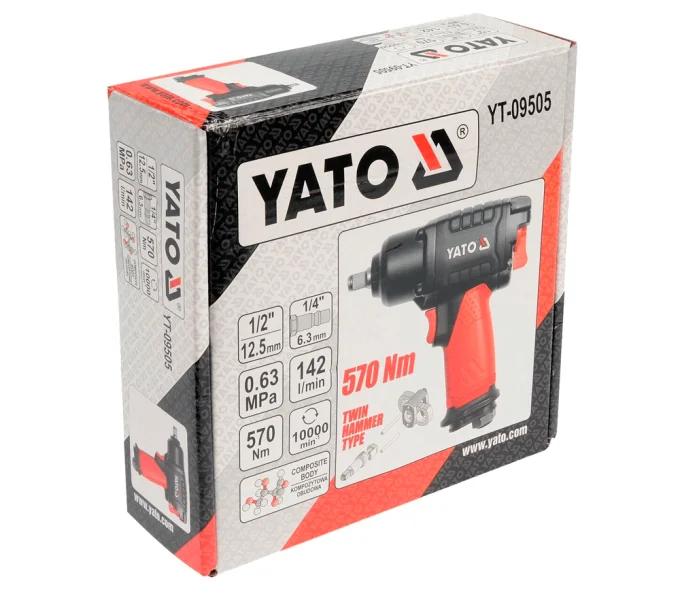 Пневматический ударный гайковерт YATO YT09505 570Нм 10000об/мин-4