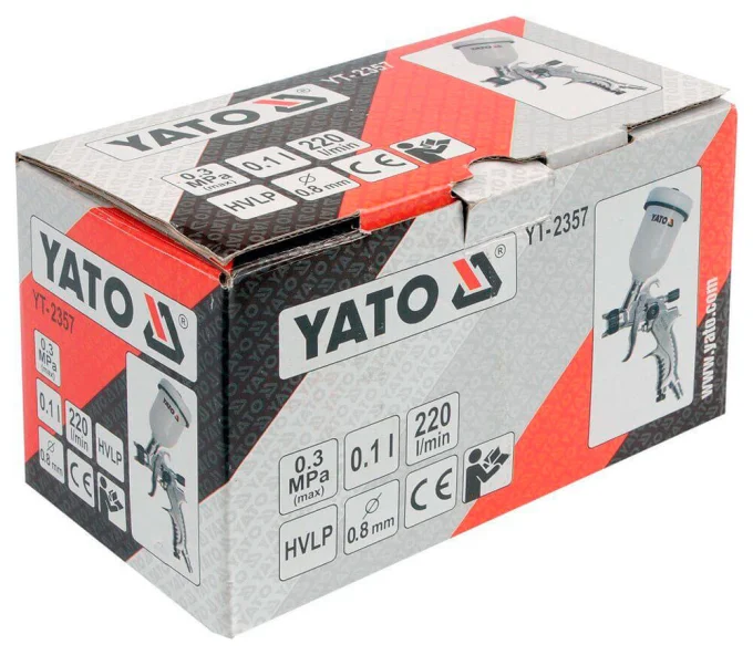 Краскораспылитель пневматический YATO YT-2357 0.8мм 0.1л 3бар-4