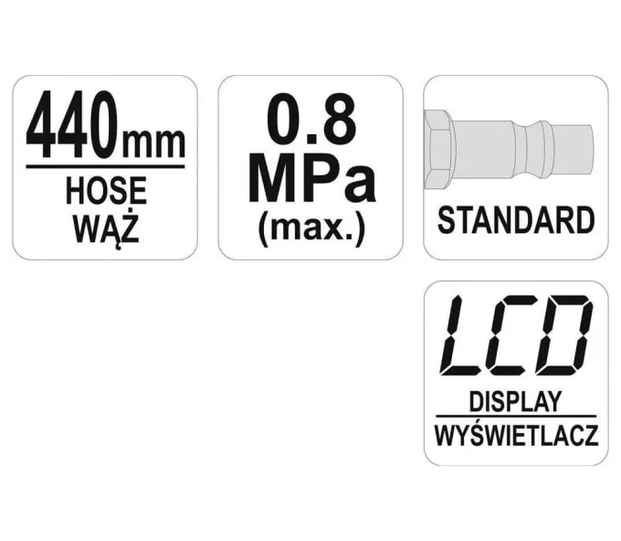 Pistol de umflat anvelope cu manometru digital  YATO YT23702 8bar 440mm-5