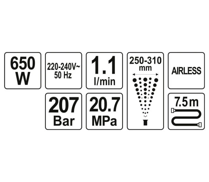 Краскопульт YATO YT82560 650вт 207бар-6