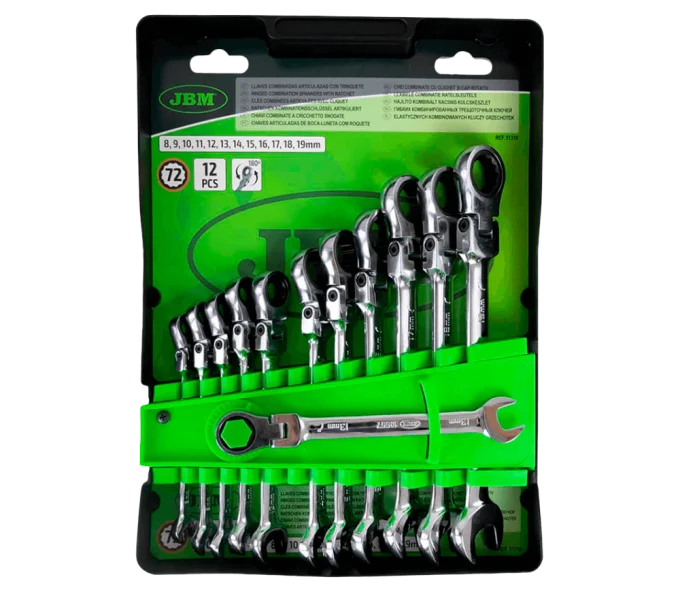 Set 12 chei combinate cu clichet și articulație JBM 51318 8x19mm-1