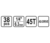 Set 38 duze tubulare și biți STHOR STH58640 3.5-14mm-8
