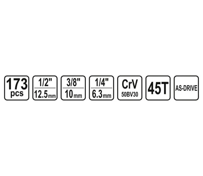 Set 173 duze tubulare și biți STHOR STH58688 4-32mm-7