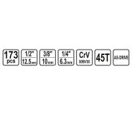 Set 173 duze tubulare și biți STHOR STH58688 4-32mm-7