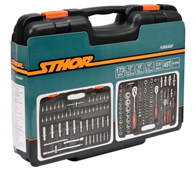 Set 173 duze tubulare și biți STHOR STH58688 4-32mm-4