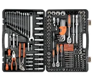 Set chei combinate, duze tubulare și biți STHOR STH58693 225unit. 4-32mm 1/2-1/4-3/8"-3