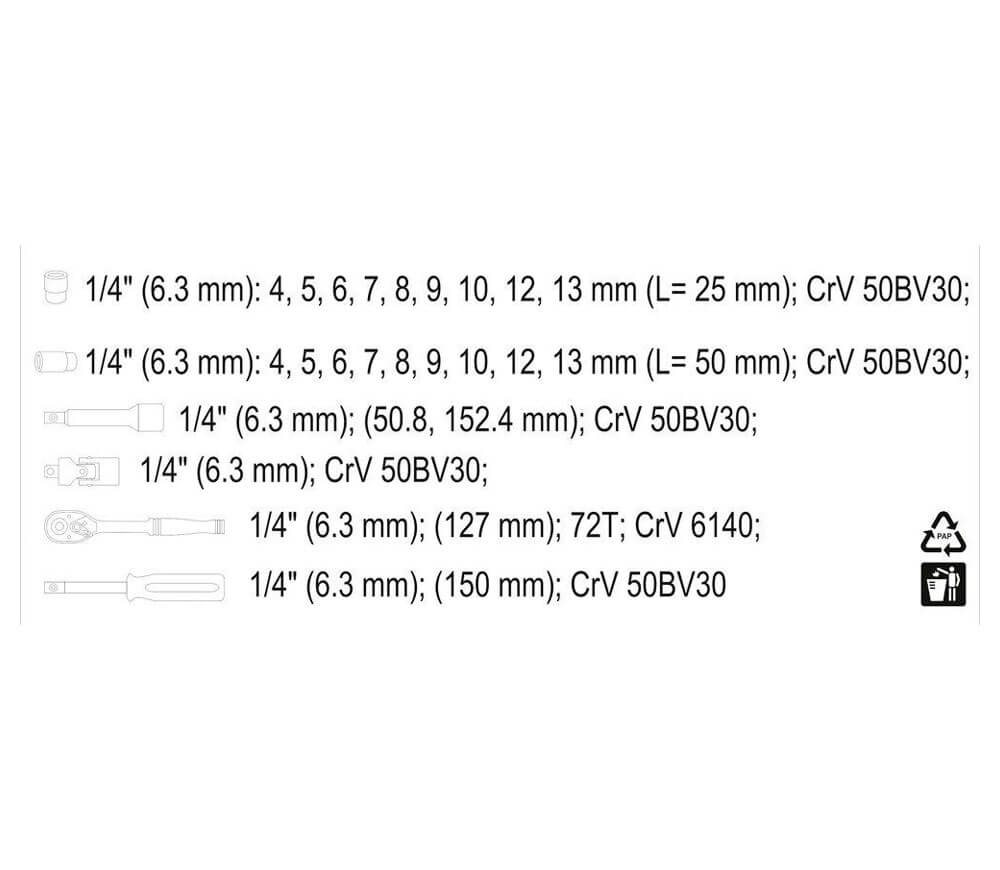 Набор 23 головки торцевые YATO YT14421 4-13мм photo 2