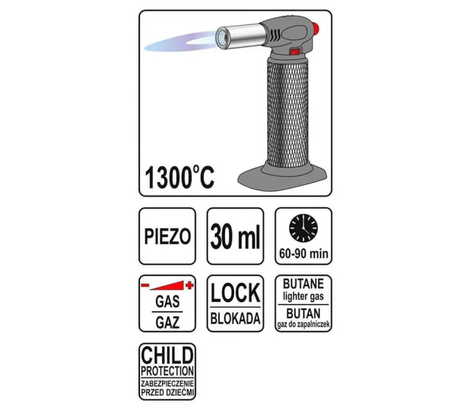 Газовая горелка с пьезоподжигом YATO YT36700 1300°C-5