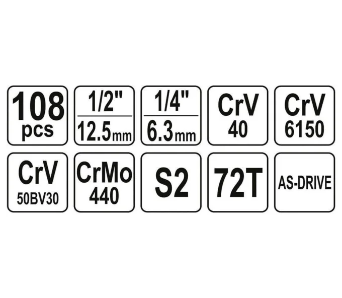 Set 108 duze tubulare și biți YATO YT38791 10-32mm-5