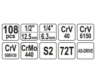 Set 108 duze tubulare și biți YATO YT38791 10-32mm-5