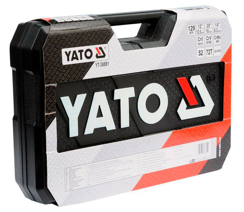 Набор комбинированных ключей, торцевые головки и бит YATO YT38881 129шт. 4-32мм 1/2-1/4-3/8" photo 1