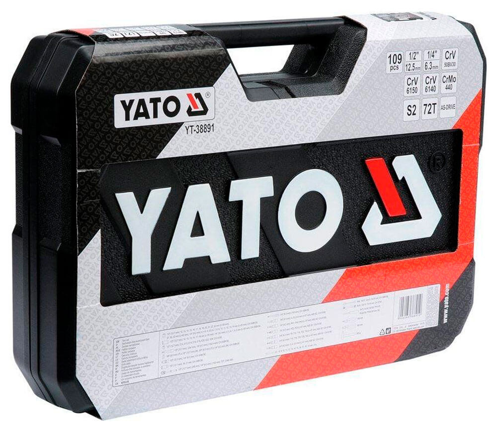 Набор комбинированных ключей, торцевые головки и бит YATO YT38891 109шт. 4-32мм 1/2-1/4" photo 2