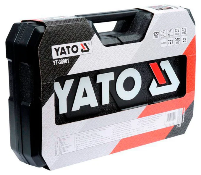 Набор комбинированных ключей, торцевые головки и бит YATO YT38901 122шт. 4-32мм 1/2-1/4"-3