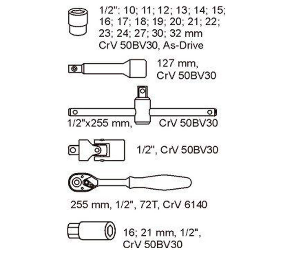 Набор 24 головки торцевые YATO YT5537 10-32мм photo 1