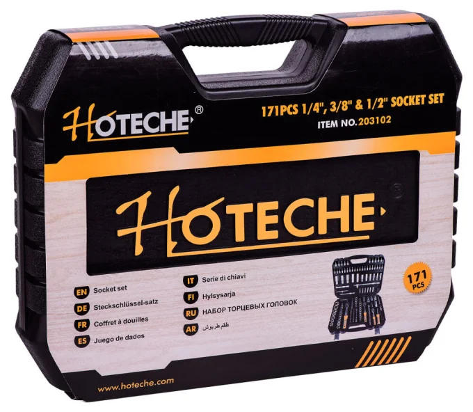 Набор 171 головки торцевые и бит HOTECHE 203102 4-32мм-4