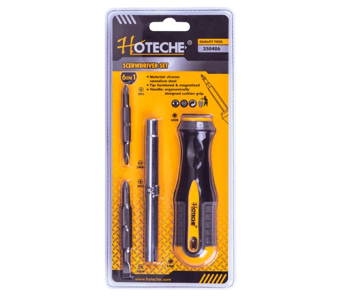 Отвертка 6в1 HOTECHE 250406 PH1/PH2/SL5/SL6-1