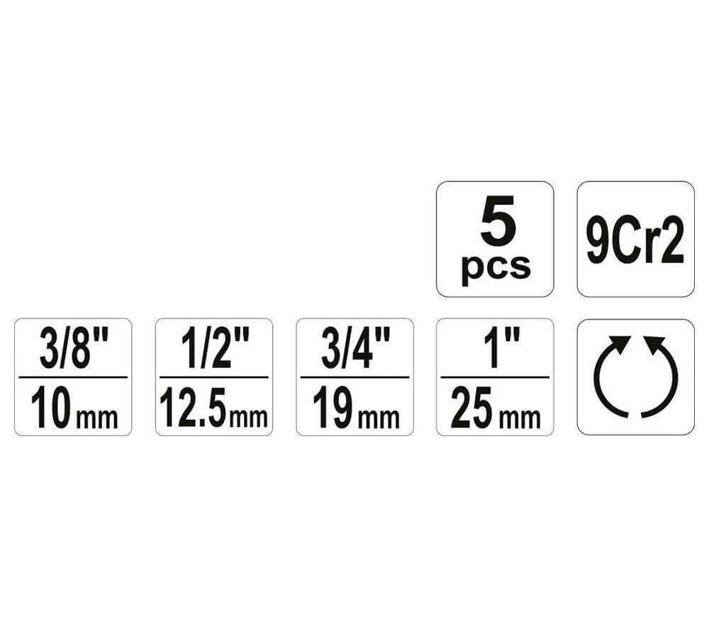 Набор 5 клупп  с трещеткой YATO YT29001 3/4"-1" photo 3
