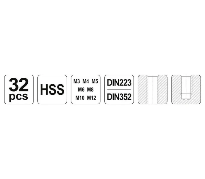 Set 32 filiere și tarozi YATO YT2975 M3-M12-6
