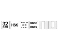 Set 32 filiere și tarozi YATO YT2975 M3-M12-6