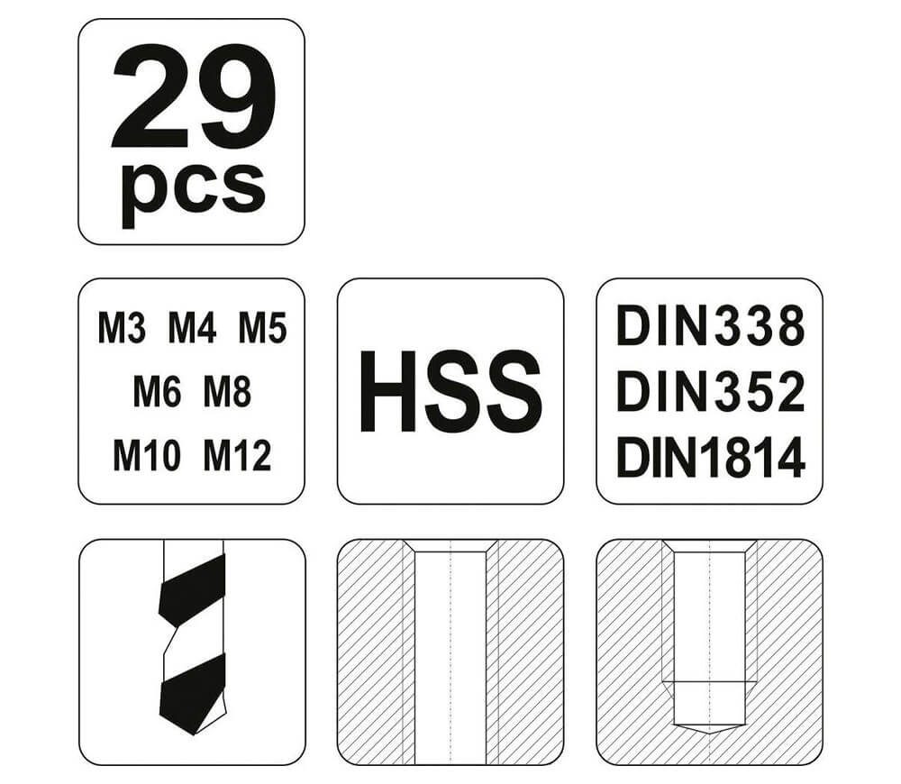 Set 29 extractoare și tarozi YATO YT2977 M3-M12 photo 2