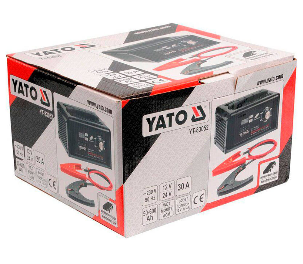 Încărcător acumulator auto + dispozitiv pornire YATO YT83052 30A 12-24V photo 2