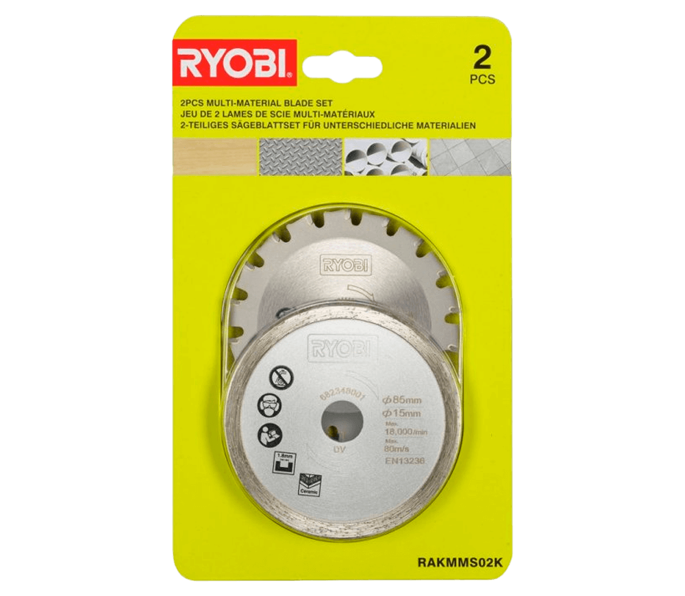 Набор из 2 отрезных дисков RYOBI RAKMMS02K (5132004662) 85мм дерево/пластик/металл photo