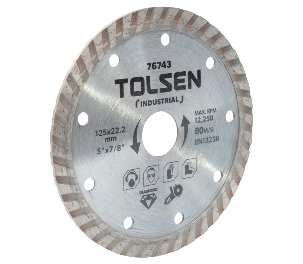 Алмазный отрезной диск Tolsen 76743 125мм турбо Керамика/Мрамор/Гранит photo