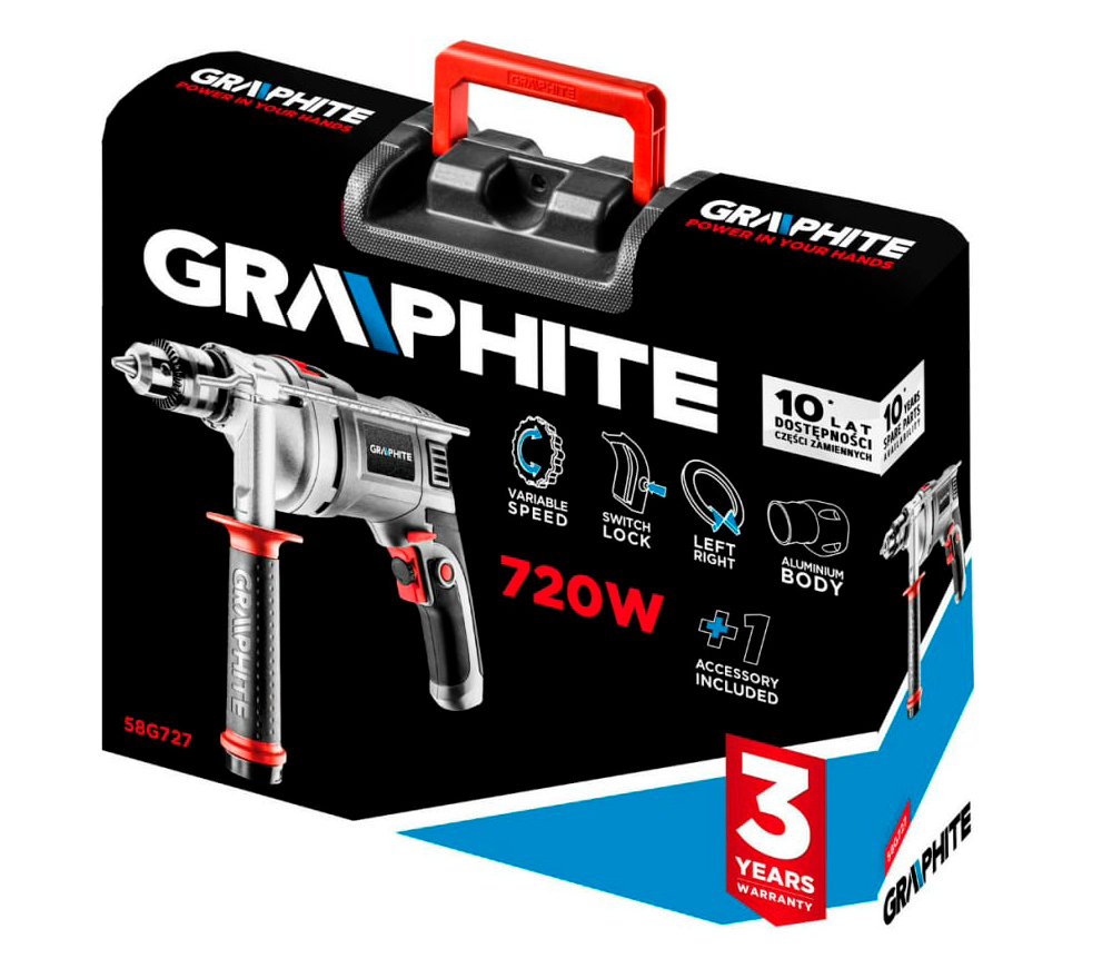 Дрель ударная GRAPHITE 58G727 720вт photo 1