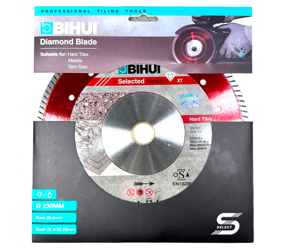 Disc de tăiat cu diamant BIHUI DCDT230 230mm turbo Cermică/Marmura/Granit photo 3