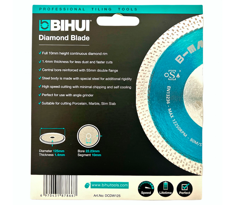 Disc de tăiat cu diamant BIHUI DCDW125 125mm  Cermică/Marmura/Granit photo 2