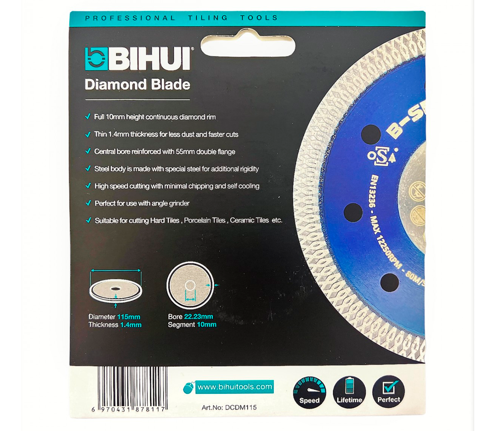 Disc de tăiat cu diamant BIHUI DCDM115 115mm turbo Cermică/Marmura/Granit photo 4