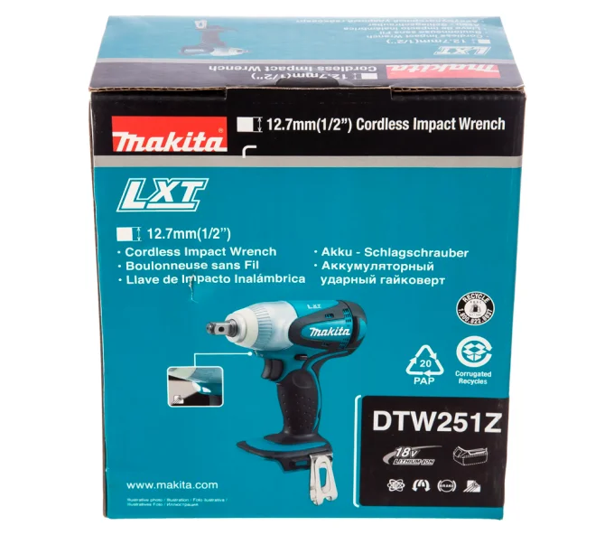 Гайковерт аккумуляторный (без АКБ) MAKITA DTW251Z 230 Нм-10