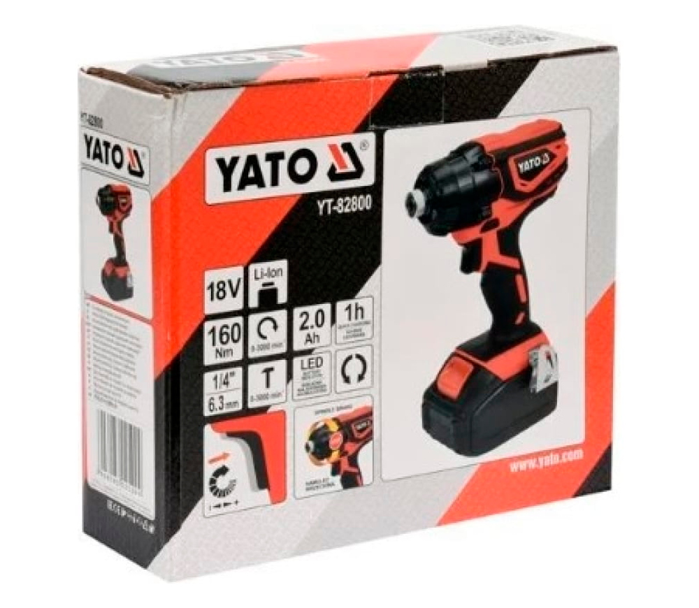 Шуруповерт аккумуляторный (без аккумуляторов) YATO YT82800 18В 2Ач photo 1