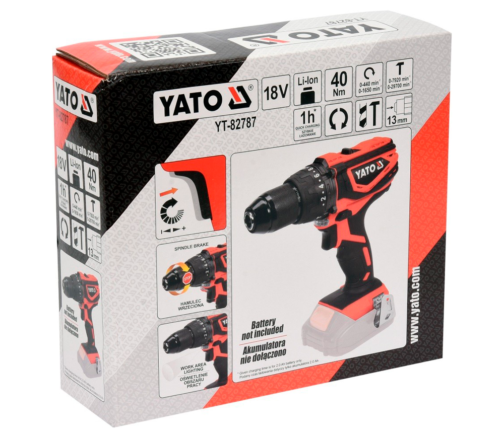 Шуруповерт аккумуляторный (без аккумуляторов) YATO YT82797 18В photo 3
