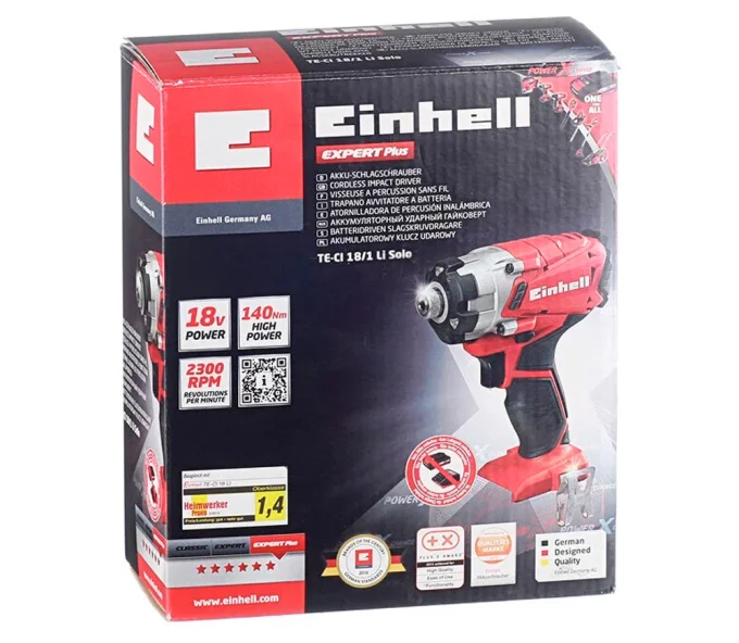 Шуруповерт аккумуляторный (без аккумуляторов) EINHELL TE-CI 18/1 XPWR SOLO 18В-9
