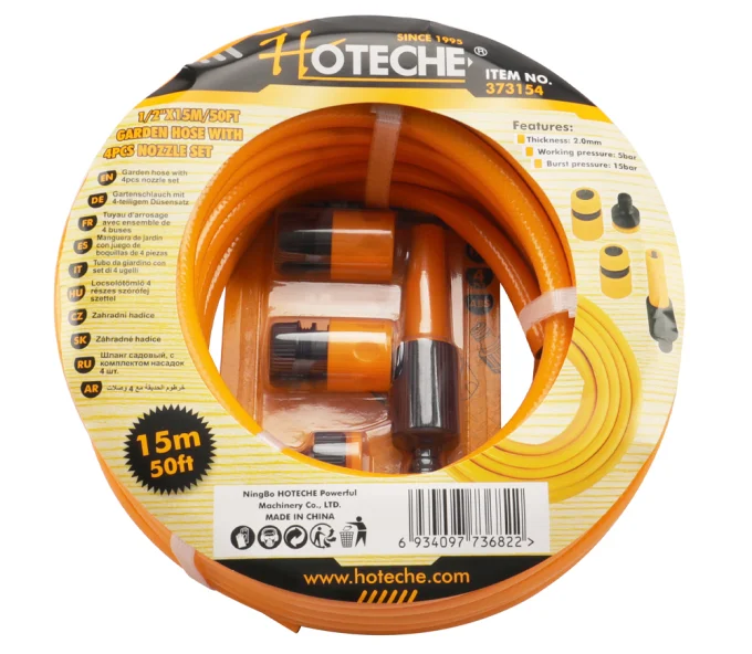 Шланг поливочный + набор насадок HOTECHE 373154 15м-1