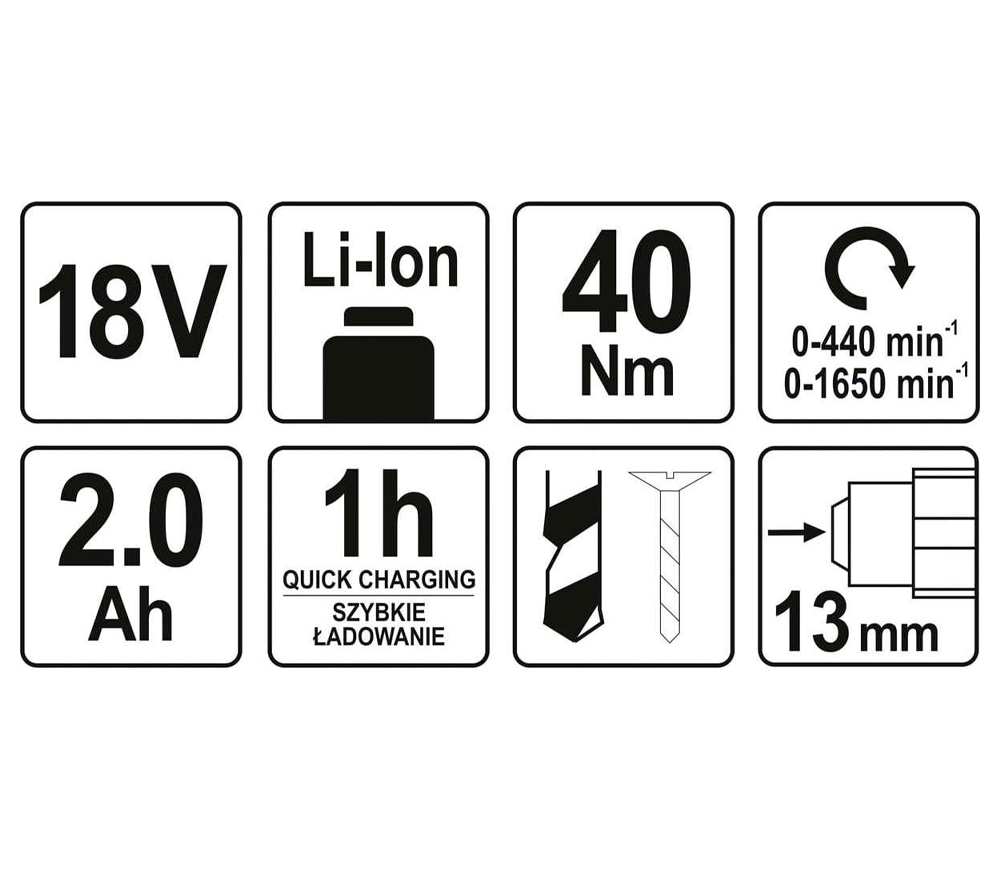 Шуруповёрт аккумуляторный YATO YT82780 18В 2Ач photo 2