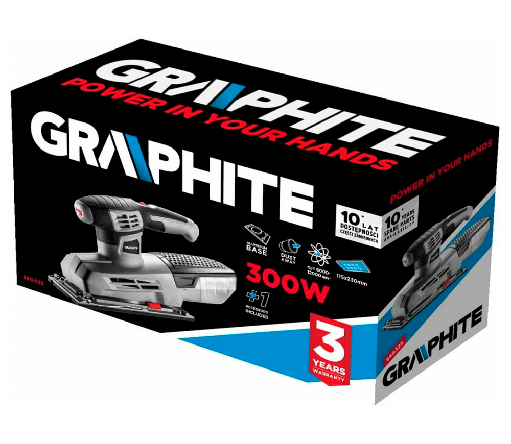 Mașină de șlefuit cu vibrații GRAPHITE 59G325 300w photo 2