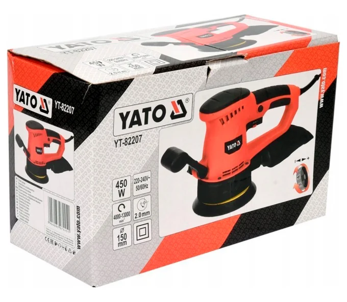 Шлифмашина эксцентриковая YATO YT82207 450вт 125мм-6